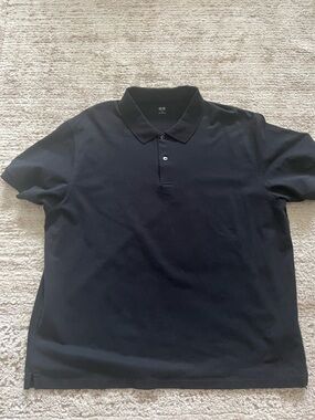 Uniqlo Black Polo Shirt 3XL Short Sleeve Basic Casual